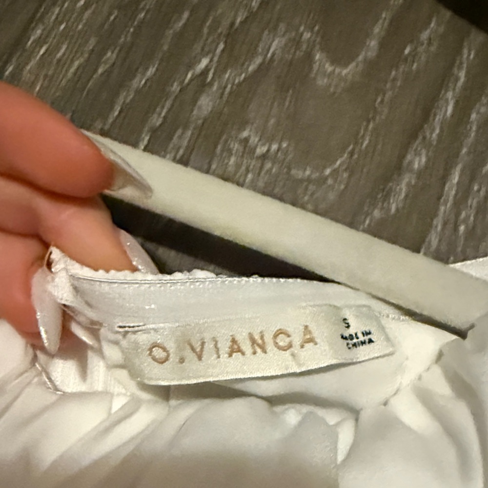 White Ruffled Off-Shoulder Dress American Threads - Picture 2 of 3